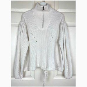 Retrod sweater turtle neck zipper Puff-Sleeve NEW